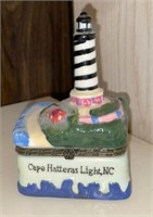 Porcelain Cape Hatteras Lighthouse NC Trinket Box
