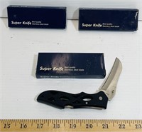3 Super Knife Stainless Steel Pocket Knives