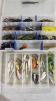 2 FISHING TACKLE BOXES W/LURES  WORMS