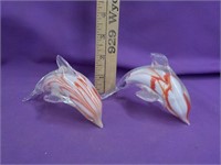 2 Glass dolphins