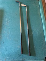 2 vintage wood shaft golf irons