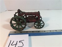 Red w/green wheels cast iron tractor