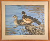Framed Raymond Popp Wood Ducks Litho