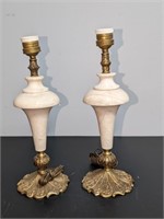 Pair Vintage Lamps Brass Base