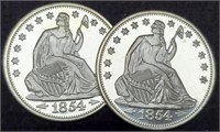(2) 1Troy Oz. Silver Seated Liberty Rounds