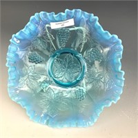 Fenton Blue Opal Vintage Crimped Edge Bowl