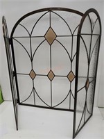 Stained glass fireplace screen