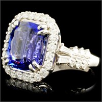 7.21ct Tanzanite & 1.35ctw Diamond 18K Gold Ring