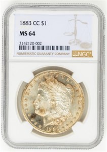 Coin 1883-CC Morgan Silver Dollar-NGC-MS64