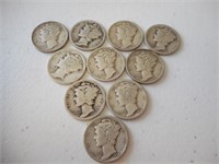 10pc Mercury Silver Dimes