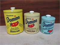 3 Metal Domino Sugar Canisters with Lids