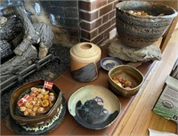 8 pcs. Art Pottery Bowls, Pots & More