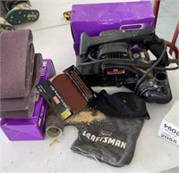 CRAFTSMAN BELT SANDER WITH LOTS OF SANDING BELTS