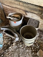Various sizes of buckets and pan