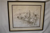 HARBOUR SCENE - LUIS HARVEY - 17 1/2" X 21"