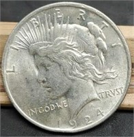 1924 Peace Silver Dollar, AU