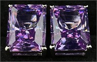 Large Purple Stone Sterling Earrings