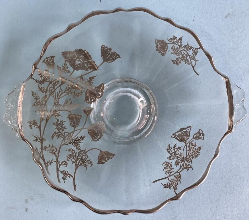 Floral Overlay Handled Plate