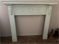 Vintage Cottagecore White Wood Fireplace Mantle