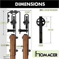 Homacer Black Rustic Double Track U-Shape HARDWARE