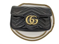 GG Black Quilted Leather Half-Flap Crossbody Bag