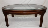 Oval coffee table beveled glass top ,