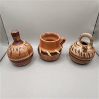 Three pieces of vintage Mexican pottery