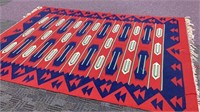 South western woven rug, 67x90, red blue and