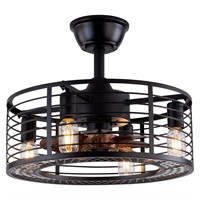 QUTWOB 20" Cage Ceiling Fan Light with Light and R