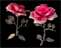 Pair of Capodimonte Porcelain Roses