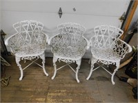 WHITE CAST METAL PATIO CHAIRS
