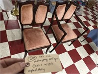 2 antique mahogany chairs pink upholstery
