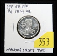Walking Liberty 1/4 Troy oz. .999 silver round