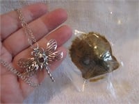 Dragon Fly Pearl Cage Necklace with Oyster to