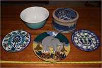 Lot of (5) pottery plates incl Judy Greece