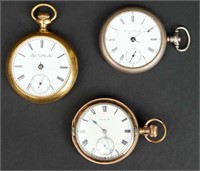 Lot of 3 Vintage Pocket Watches Hampden & Elgin