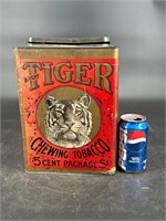 BRIGHT TIGER CHEWING TOBACCO ADVERTISING STORE TIN