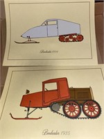 4 x BOMBARDIER Snowmobile Prints w/ Folder