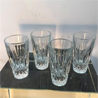 SET 4 WATERFORD CUT CRYSTAL HIGH BALL GLASSES