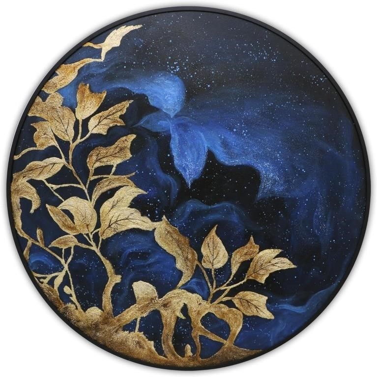 29" Diameter Gold Leaf Abstract Painting
