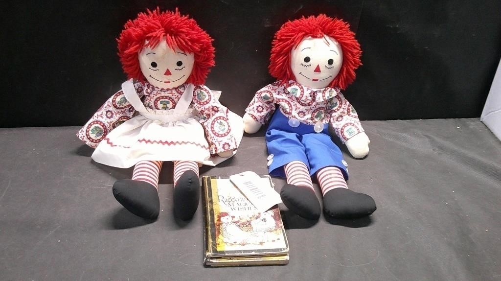 RAGGEDY ANN AND ANDY DOLL WITH 2 BOOKS