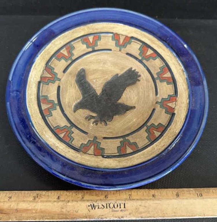 CLAY POTTERY EAGLE DECOR PLATE