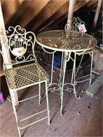 METAL SUN ROOM TABLE & CHAIRS , 2 IRISH PICTURES