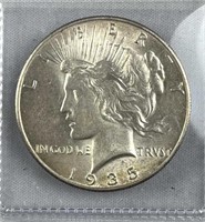 1935 Peace Silver Dollar, High Grade w/ Luster