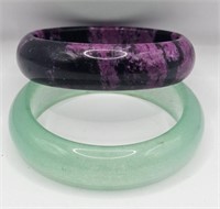 Green Jade Bracelet & Purple Sugarlite Bracelet