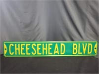 ~ Cheesehead Blvd Metal Street Sign