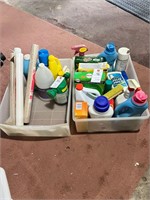 TUBS OF CLEANING SUPPLIES