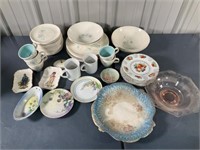 Dish Set with Miscellaneous Plates, Cups, Platters