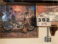 Harley Davidson framed puzzle and picture
