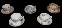 5 vintage cups & saucers, England.